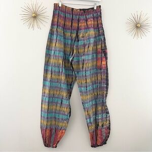 Hippie Tie-dye Multicolor Pink Blue Black Stretch Genie Pants M